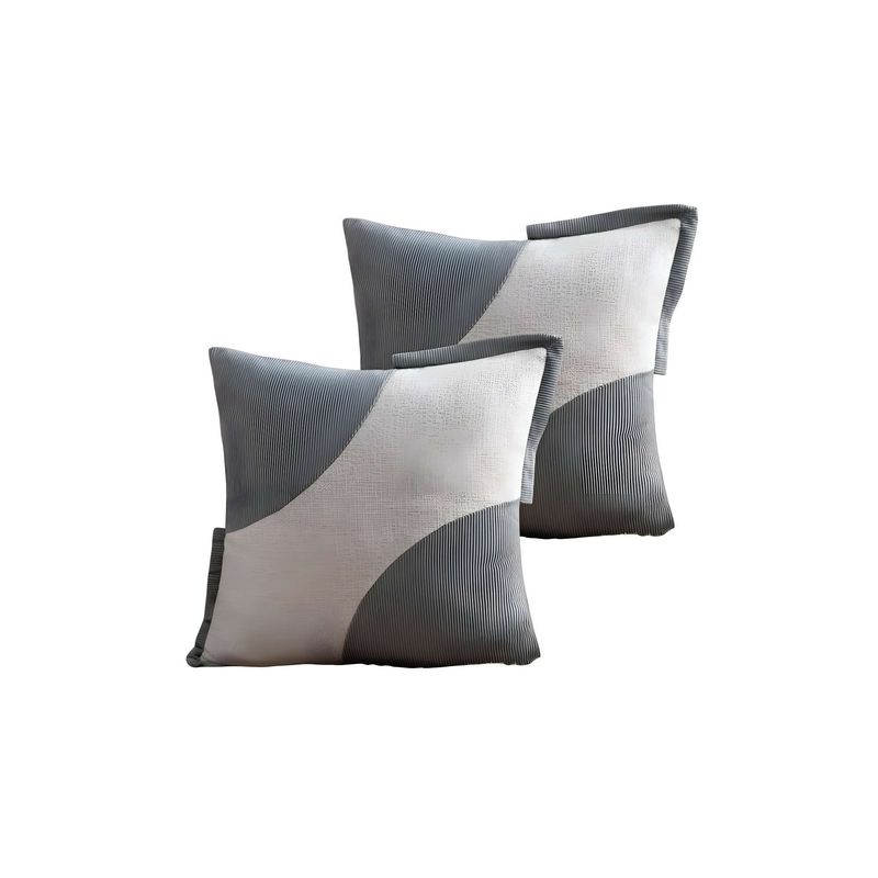 GENERICO - SET DE 2 FUNDAS DE COJINES DISEÑO TELA PANA EMPALMADO 45CM X 45 CM GRIS CLARO