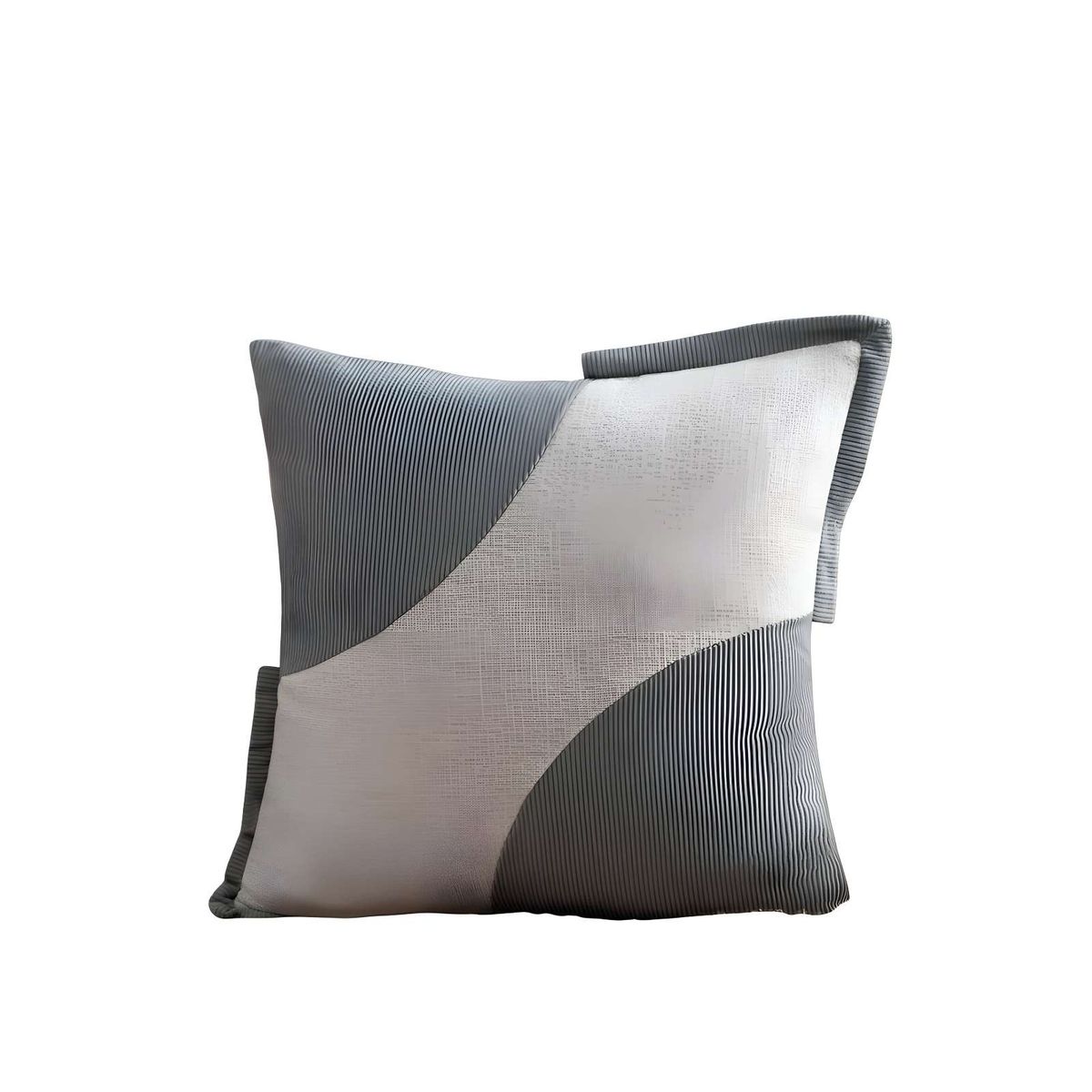 GENERICO - SET DE 2 FUNDAS DE COJINES DISEÑO TELA PANA EMPALMADO 45CM X 45 CM GRIS CLARO