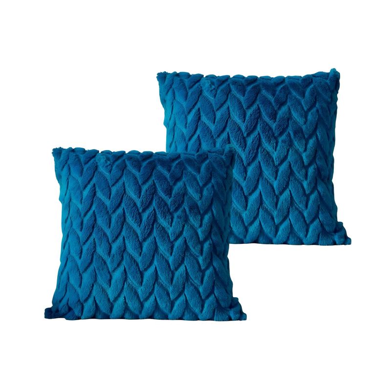 GENERICO - SET DE 2 FUNDAS DE COJINES DISEÑO ESPIGA 45CM X 45 CM TURQUESA