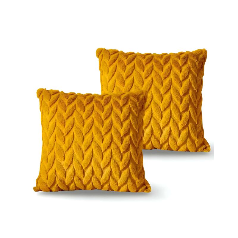 GENERICO - SET DE 2 FUNDAS DE COJINES DISEÑO ESPIGA 45CM X 45 CM AMARILLO