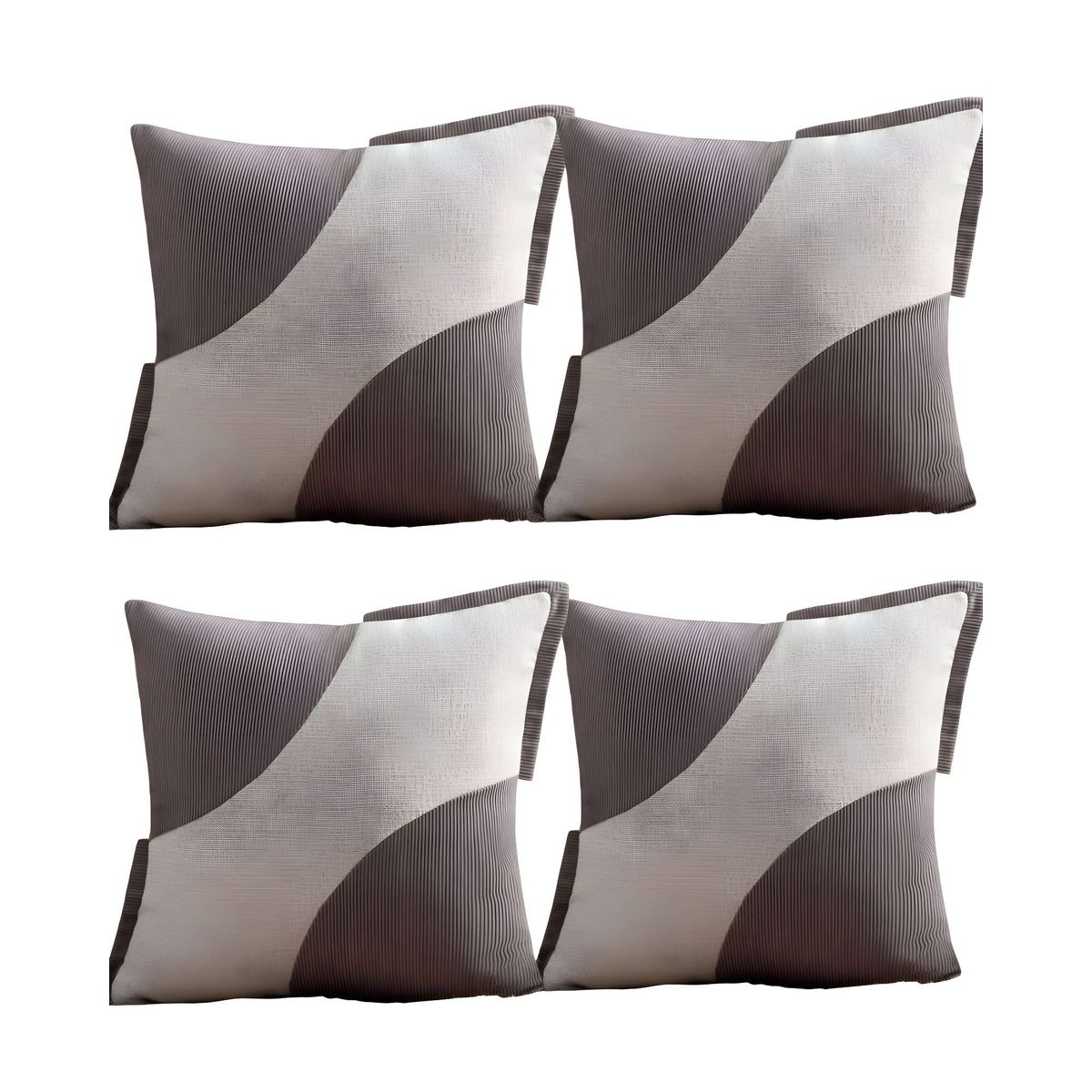 GENERICO - SET DE 4 FUNDAS DE COJINES DISEÑO TELA PANA EMPALMADO 45CM X 45 CM GRIS