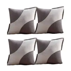 GENERICO - SET DE 4 FUNDAS DE COJINES DISEÑO TELA PANA EMPALMADO 45CM X 45 CM GRIS