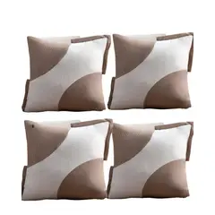 GENERICO - SET DE 4 FUNDAS DE COJINES DISEÑO TELA PANA EMPALMADO 45CM X 45 CM CAFÉ