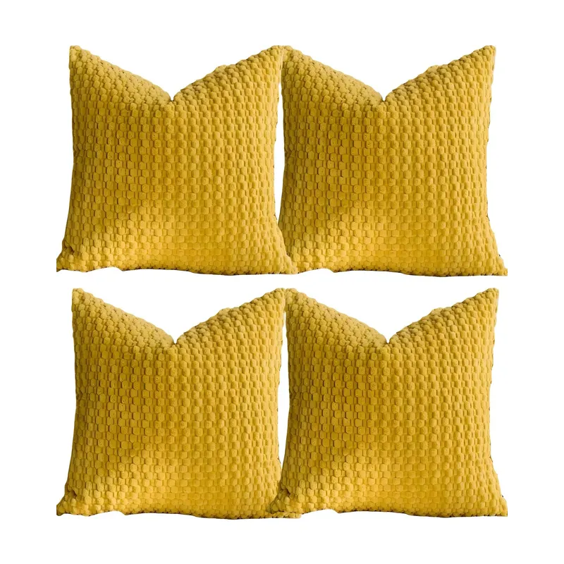GENERICO - SET DE 4 FUNDAS DE COJINES DISEÑO DE MAIZ 45CM X 45 CM AMARILLO