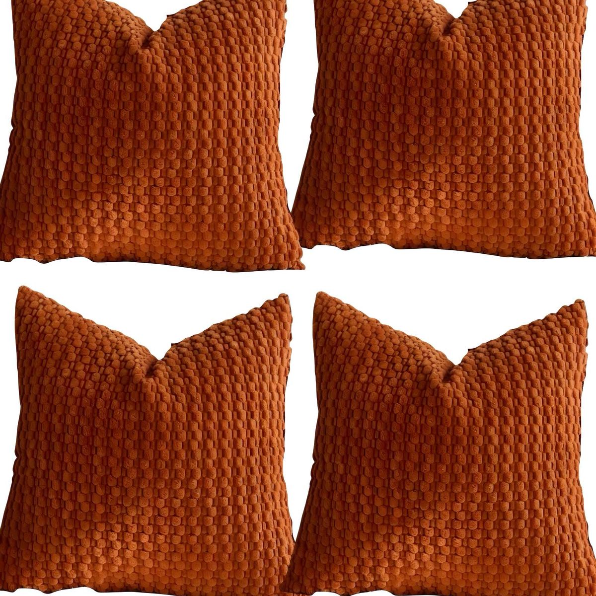 GENERICO - SET DE 4 FUNDAS DE COJINES DISEÑO DE MAIZ 45CM X 45 CM ANARANJADO