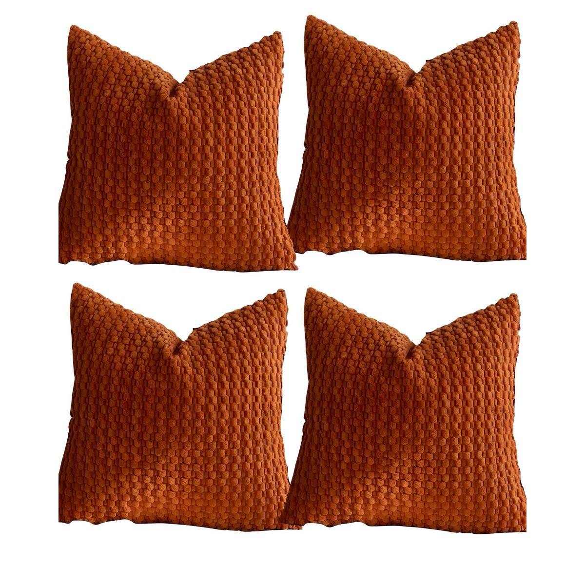 GENERICO - SET DE 4 FUNDAS DE COJINES DISEÑO DE MAIZ 45CM X 45 CM ANARANJADO