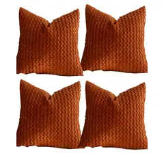 GENERICO - SET DE 4 FUNDAS DE COJINES DISEÑO DE MAIZ 45CM X 45 CM ANARANJADO