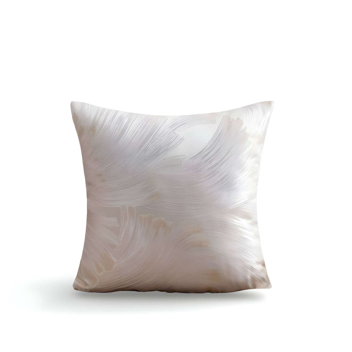 GENERICO - SET DE 4 FUNDAS DE COJINES SATIN DISEÑO HOJAS 45CM X 45 CM BEIGE