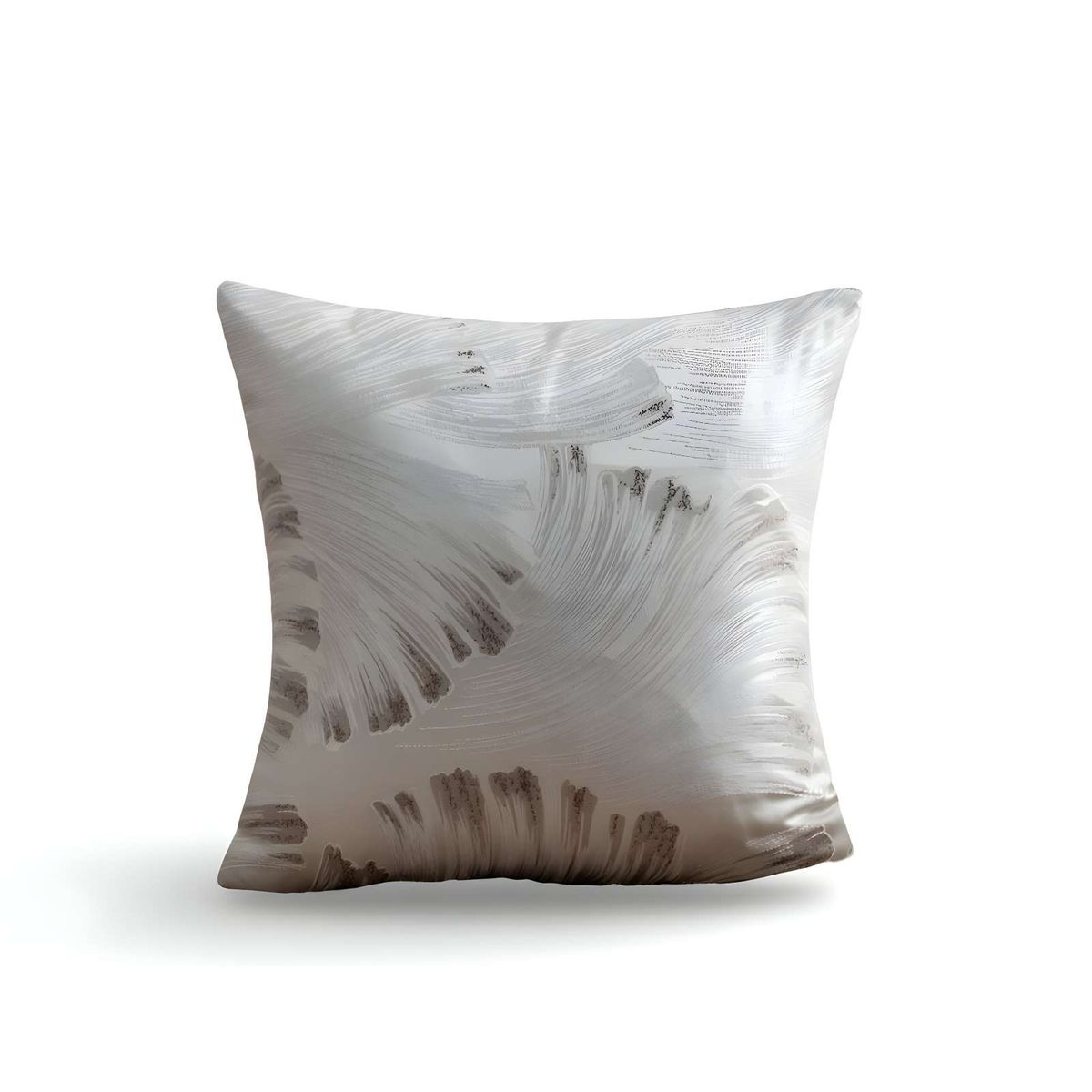 GENERICO - SET DE 4 FUNDAS DE COJINES SATIN DISEÑO HOJAS 45CM X 45 CM BLANCO