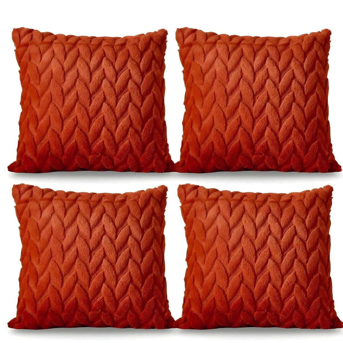 GENERICO - SET DE 4 FUNDAS DE COJINES DISEÑO ESPIGA 45CM X 45 CM ANARANJADO