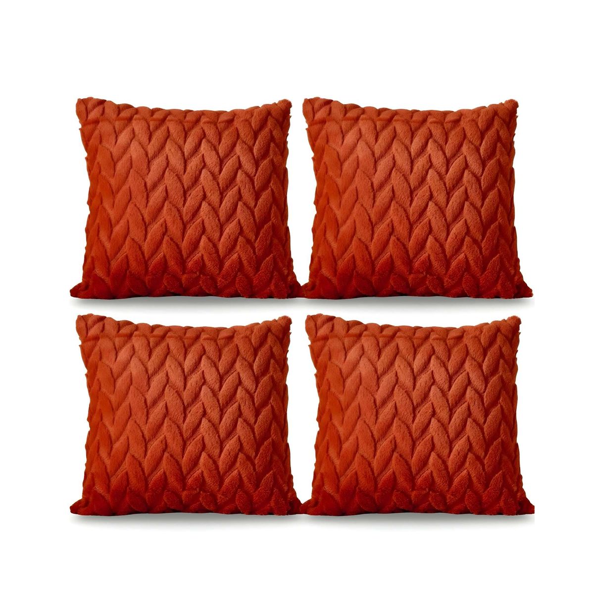 GENERICO - SET DE 4 FUNDAS DE COJINES DISEÑO ESPIGA 45CM X 45 CM ANARANJADO