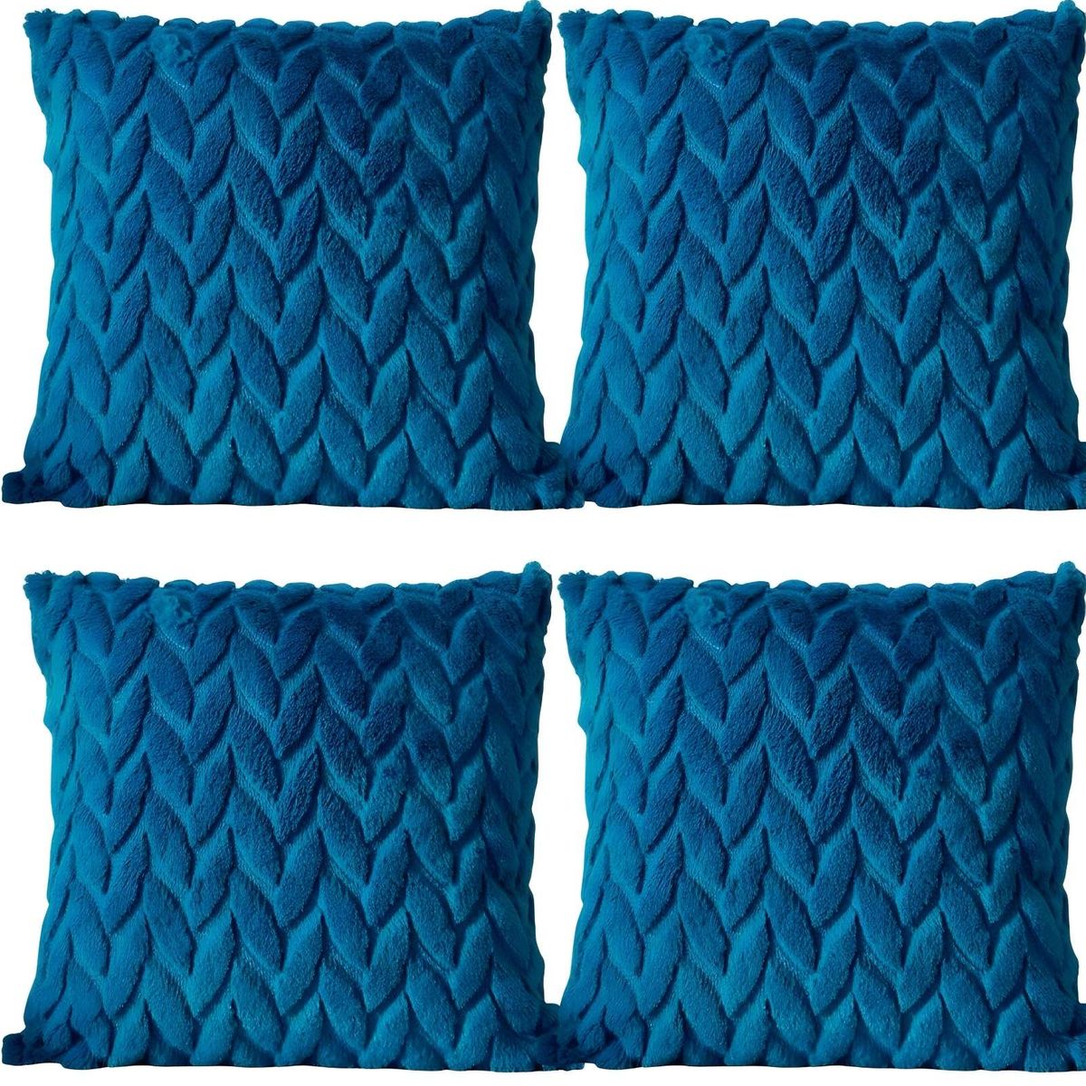 GENERICO - SET DE 4 FUNDAS DE COJINES DISEÑO ESPIGA 45CM X 45 CM TURQUESA