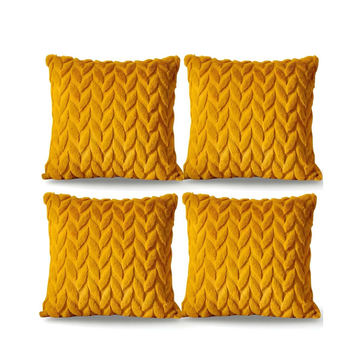 GENERICO - SET DE 4 FUNDAS DE COJINES DISEÑO ESPIGA 45CM X 45 CM AMARILLO