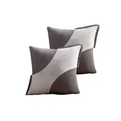 GENERICO - SET DE 2 FUNDAS DE COJINES DISEÑO TELA PANA EMPALMADO GRIS