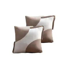 GENERICO - SET DE 2 FUNDAS DE COJINES DISEÑO TELA PANA EMPALMADO CAFÉ