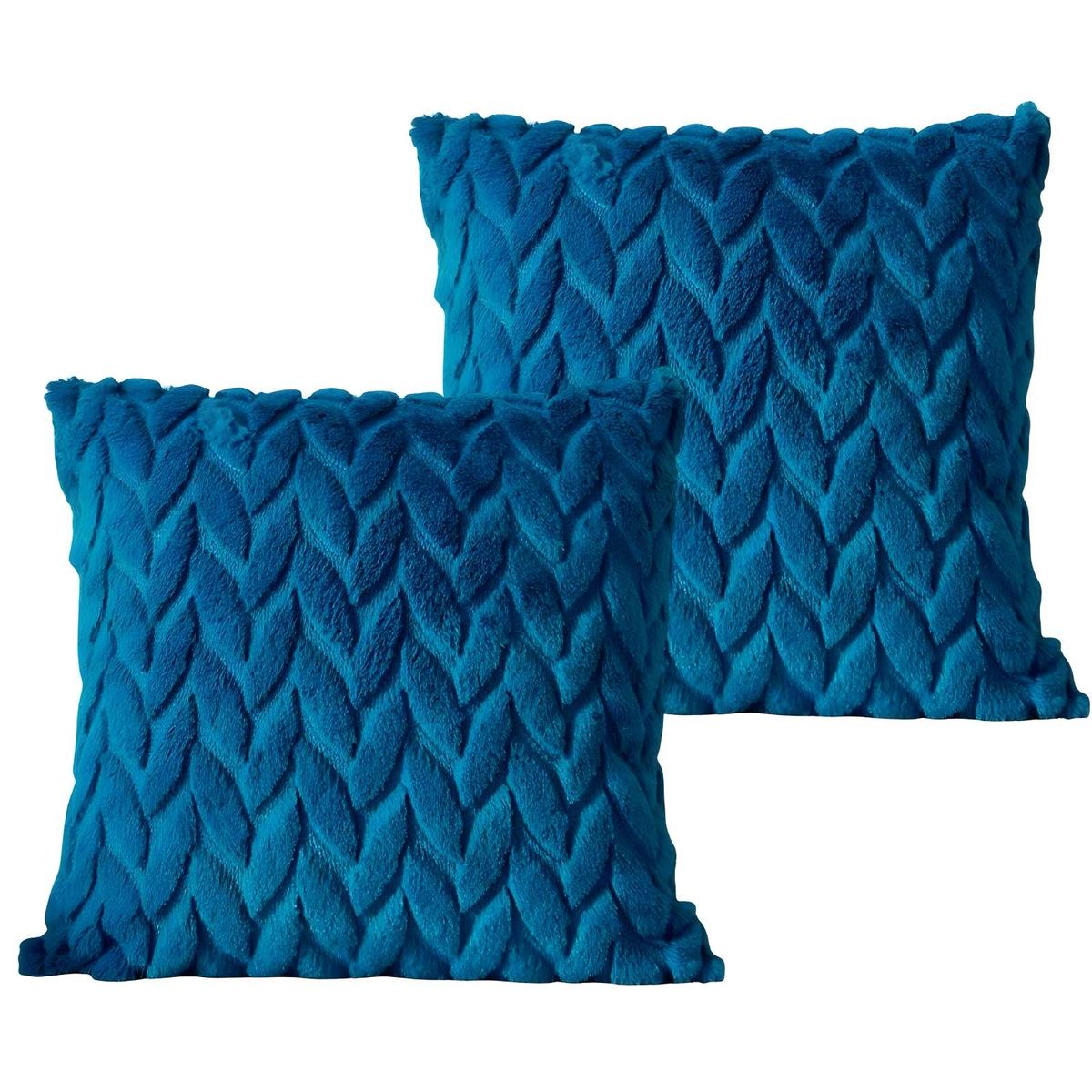 GENERICO - SET DE 2 FUNDAS DE COJINES DISEÑO ESPIGA TURQUESA