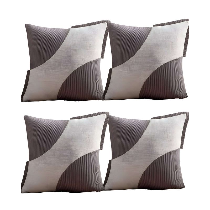 GENERICO - SET DE 4 FUNDAS DE COJINES DISEÑO TELA PANA EMPALMADO GRIS