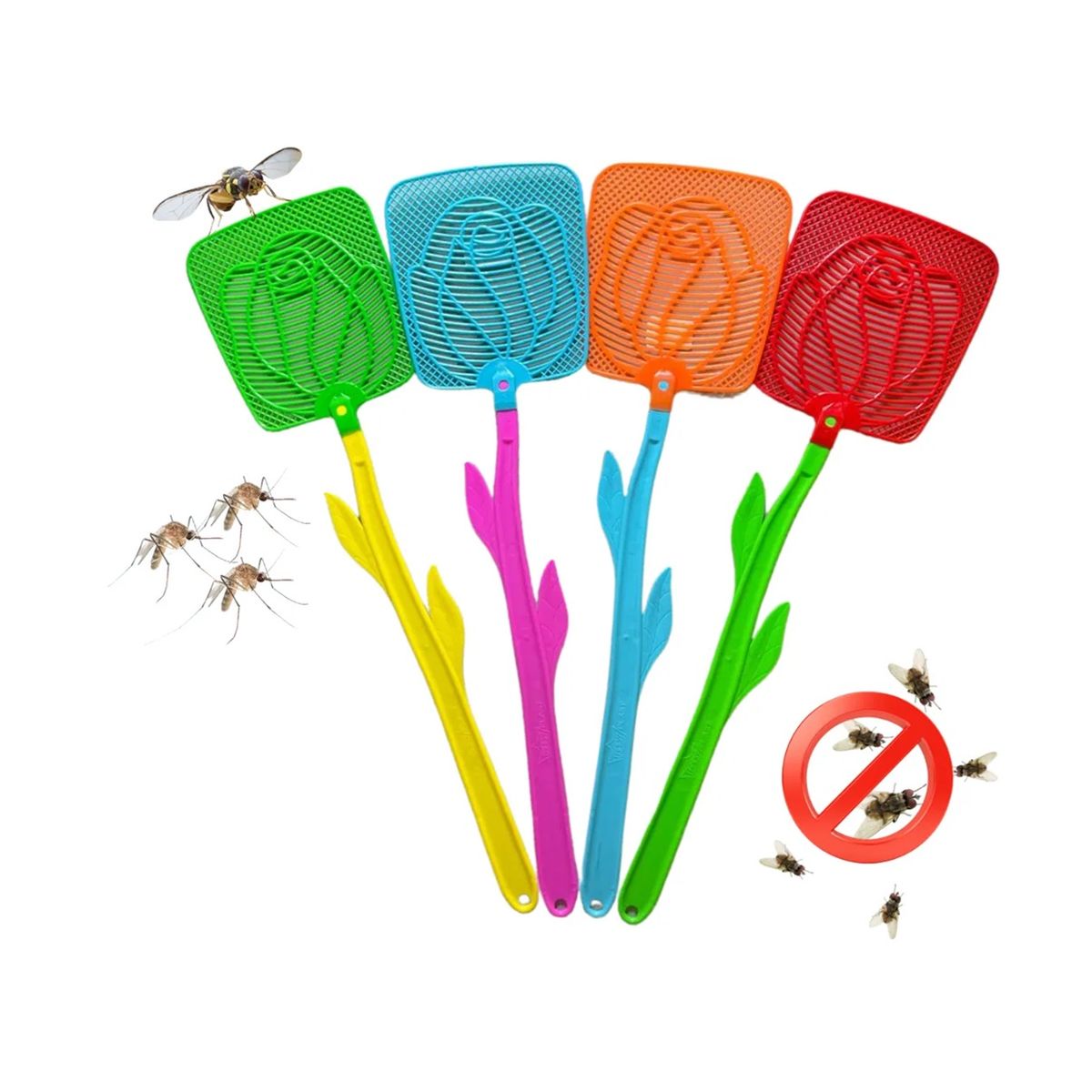 REYPLAST - Pack X12 Raqueta Mata Mosca Zancudo Insecto Plástico Reyplast