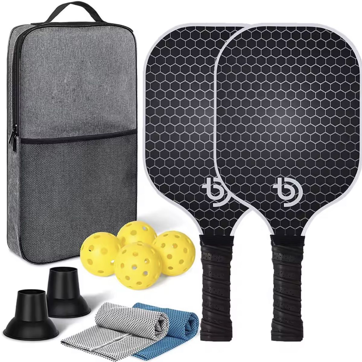 GENERICO - Set 2 Paletas Pickleball + 4 pelotas + 2 toallas