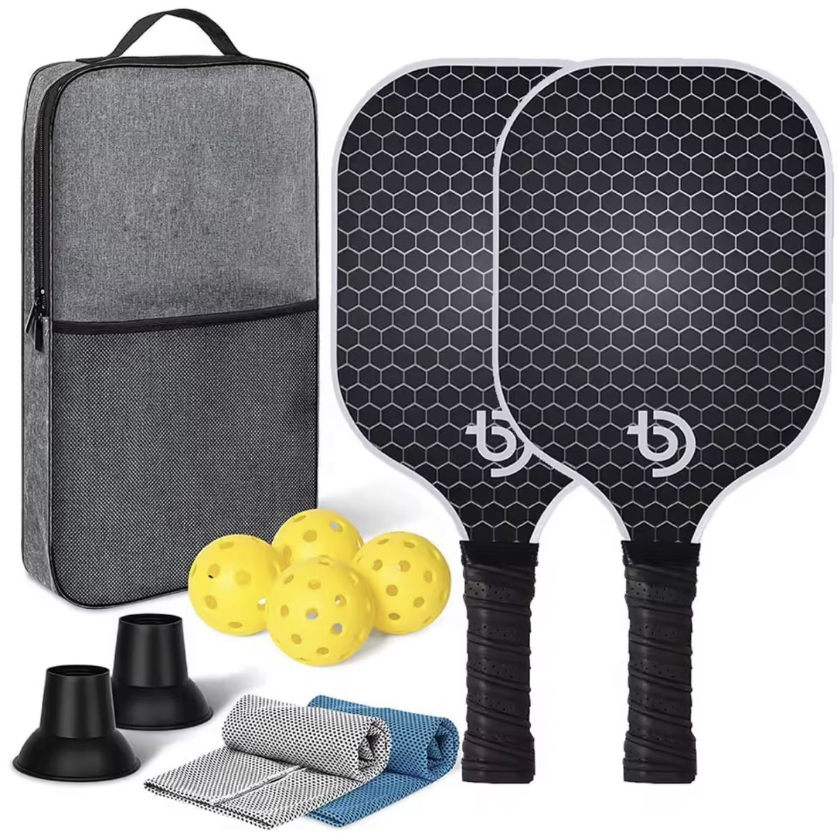 GENERICO - Set 2 Paletas Pickleball + 4 pelotas + 2 toallas