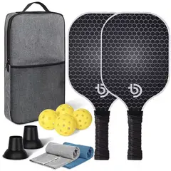 GENERICO - Set 2 Paletas Pickleball + 4 pelotas + 2 toallas