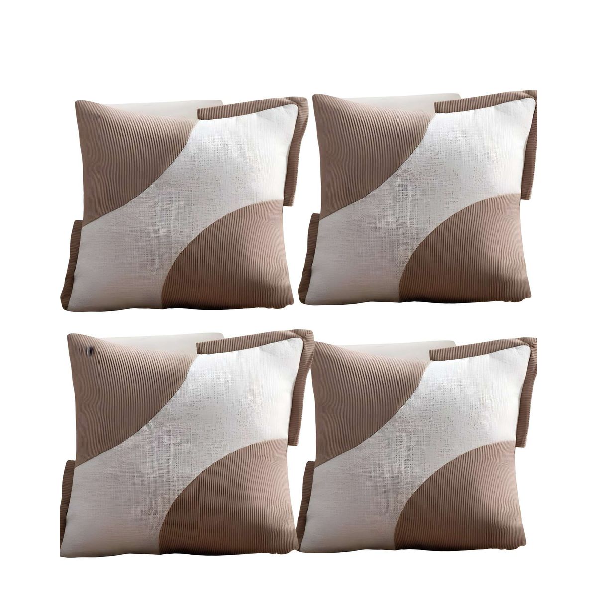 GENERICO - SET DE 4 FUNDAS DE COJINES DISEÑO TELA PANA EMPALMADO CAFÉ