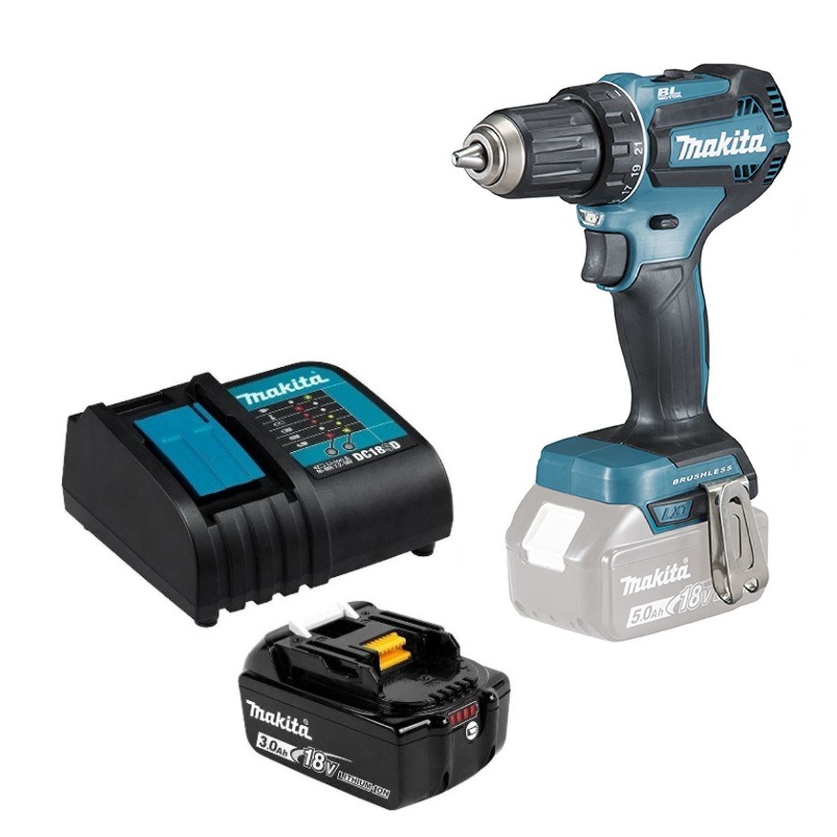 MAKITA - Taladro Atornillador 18v Brushless 50 Nm Makita DDF485 (3 Ah).