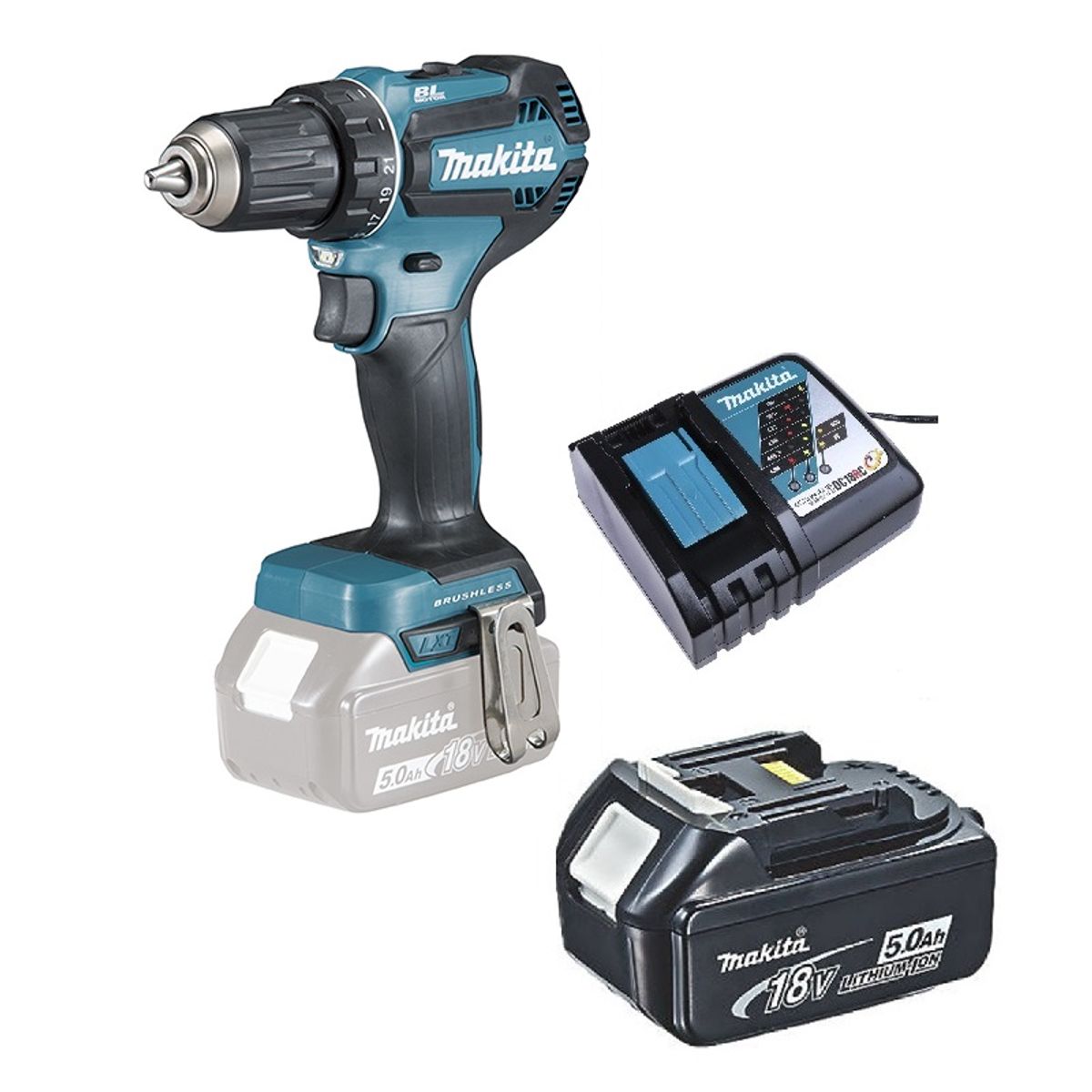 MAKITA - Taladro Atornillador 18v Brushless 50 Nm Makita DDF485 (5 Ah)