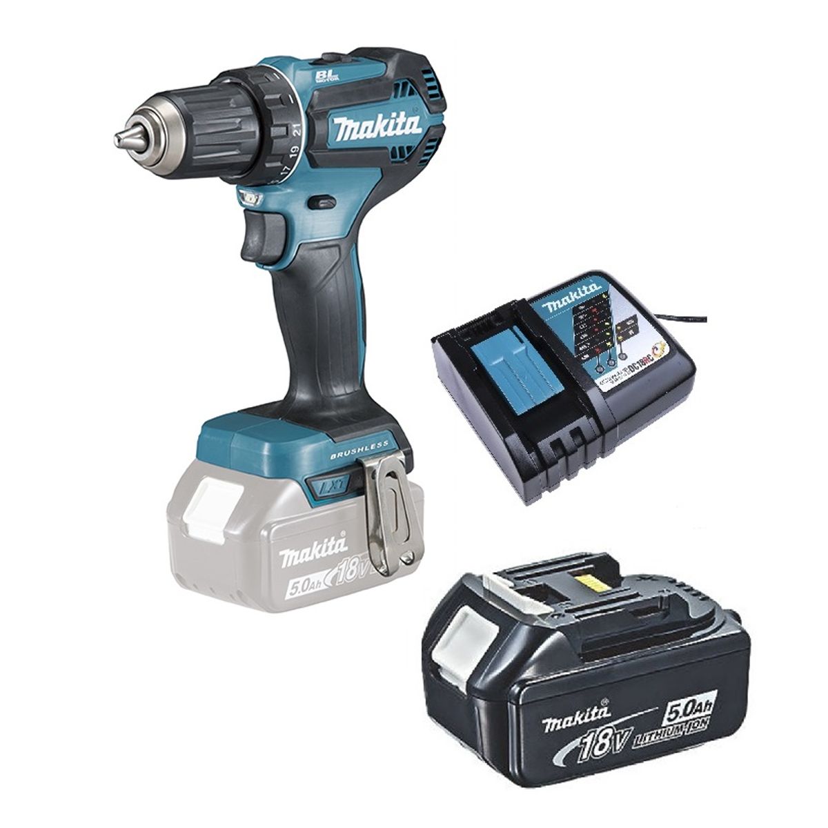 MAKITA - Taladro Atornillador 18v Brushless 50 Nm Makita DDF485 (5 Ah)