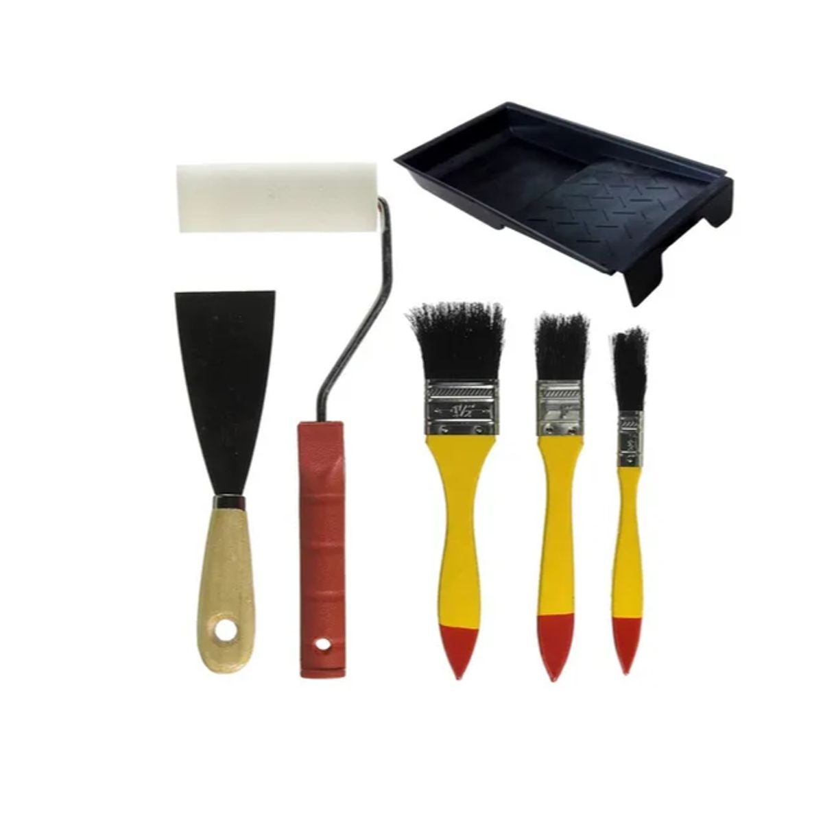 GENERICO - Kit Para Pintar Bandeja Brochas Rodillo Espátula 6 Piezas