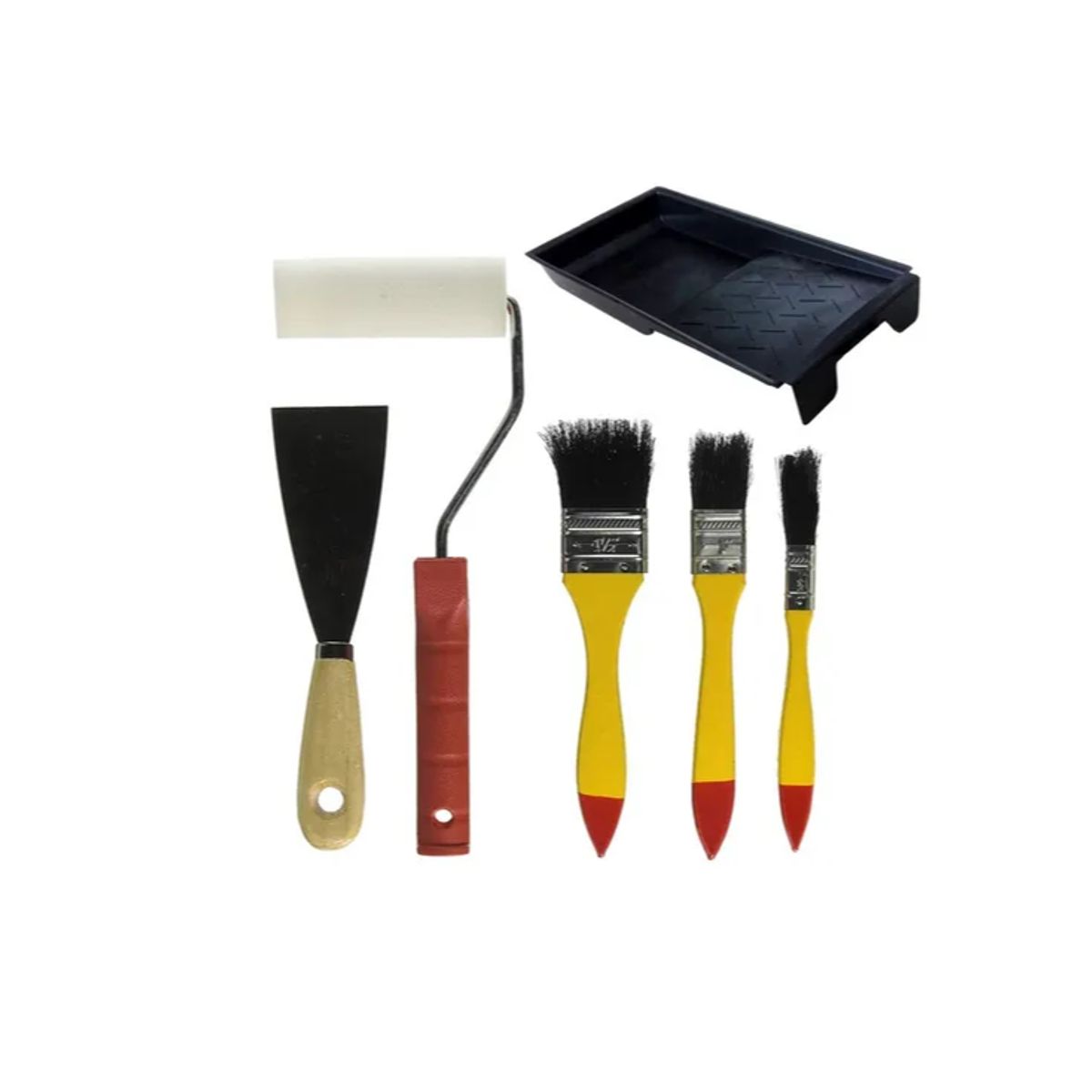 GENERICO - Kit Para Pintar Bandeja Brochas Rodillo Espátula 6 Piezas