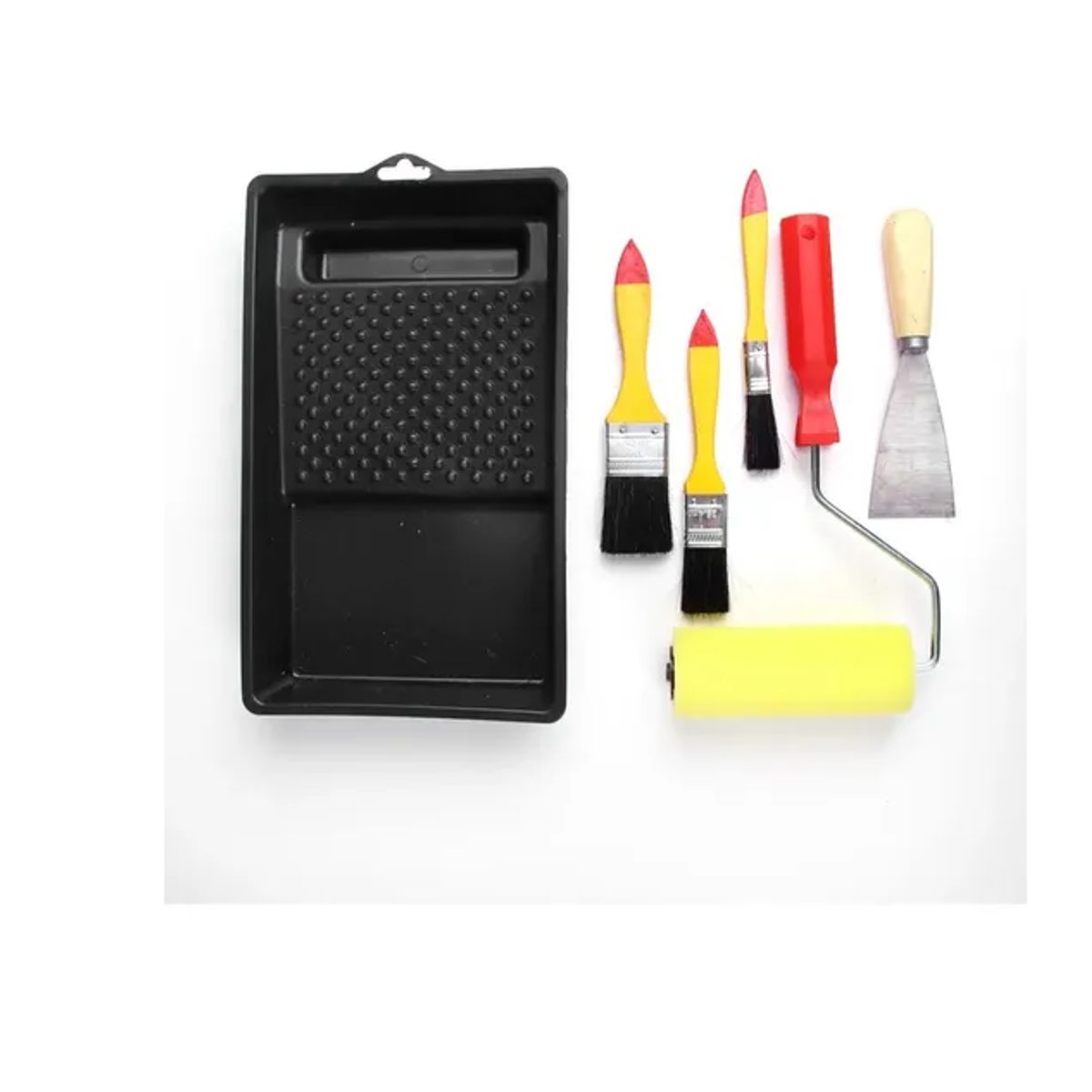 GENERICO - Kit Para Pintar Bandeja Brochas Rodillo Espátula 6 Piezas