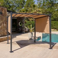 Pérgola Retráctil con Pared Toldo 3x3 Mt Beige