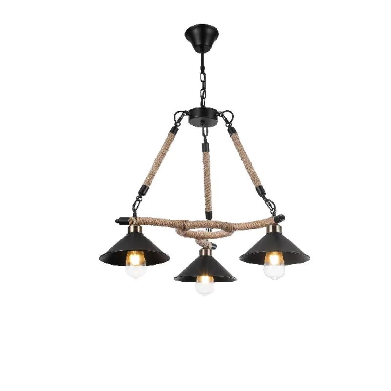 WANT - LAMPARA COLGANTE TRIPLE DE CAÑAMO PORTA E27