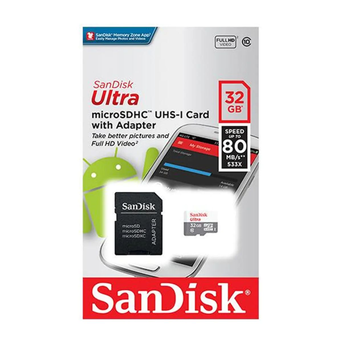 SANDISK - Tarjeta MicroSD Sandisk 32GB  Rendimiento Rápido