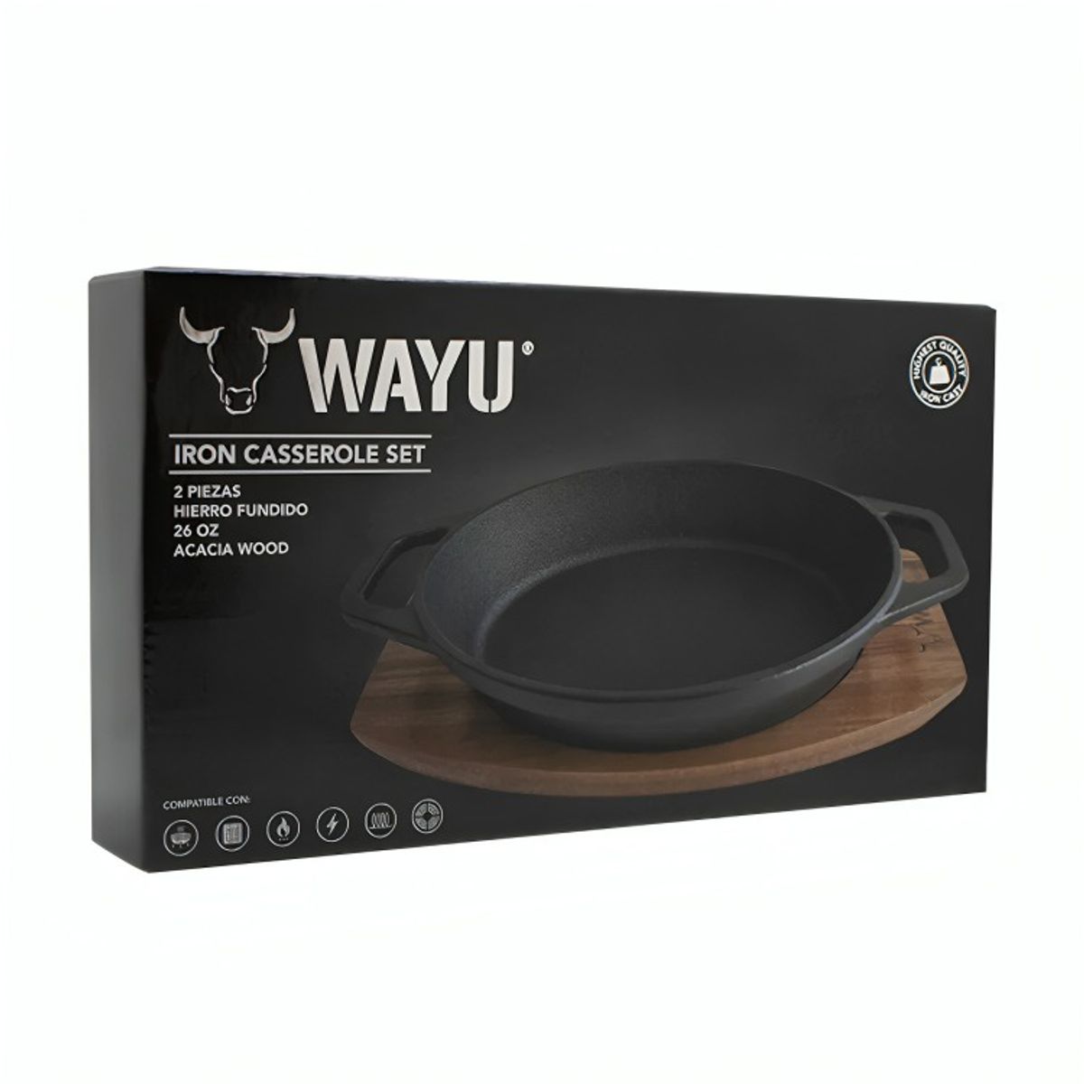 WAYU - CASEROLA IRON CAST BASE MADERA