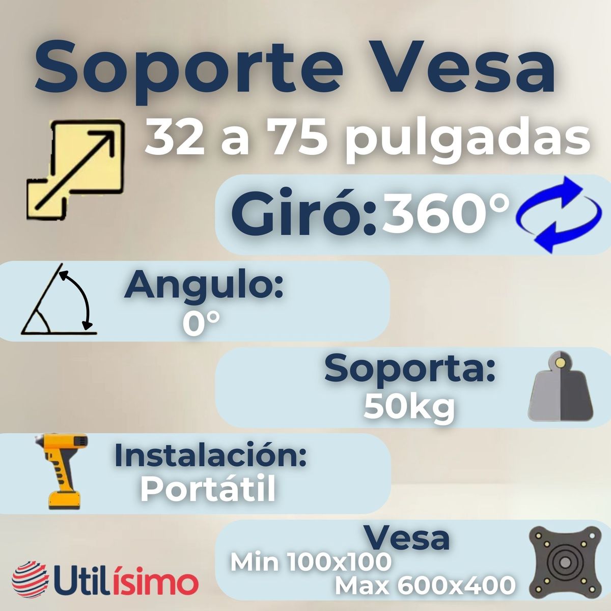 LINE - Soporte TV 32 a 75 Pulgadas 45Kg Soporte TV Portátil Con Ruedas