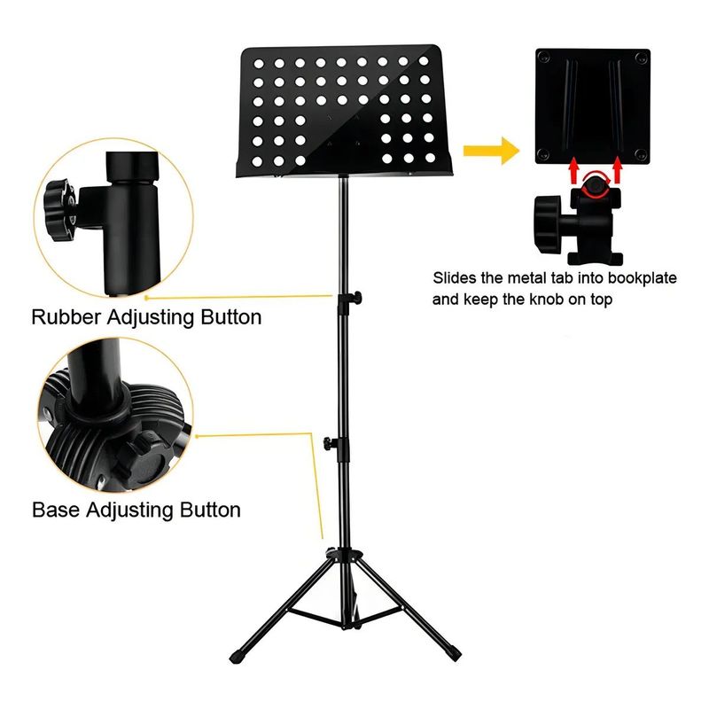 SHOP EHOME BAG - Atril De Partitura Con Tripode Regulable Y Pleglable Negro