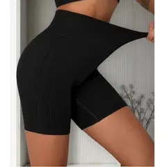 LIKE SHOP - Calza Corta Acanalada Deportiva Tiro Alto Lycra Gym Escolar 33