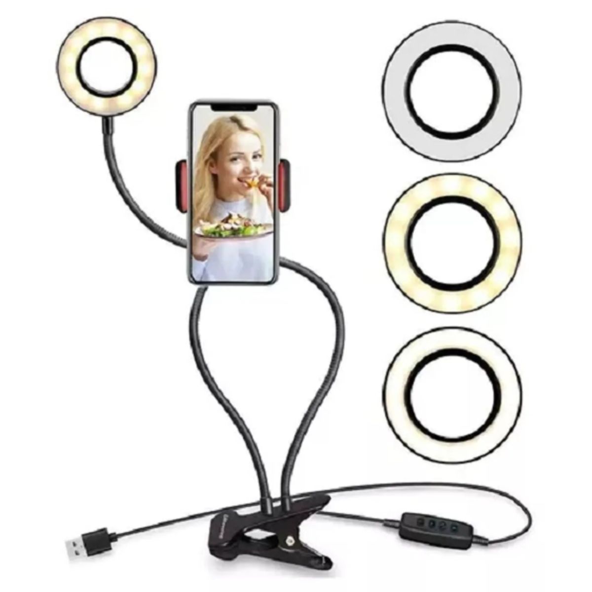 GENERICO - Aro De Luz LED Con Soporte Flexible Para Celular