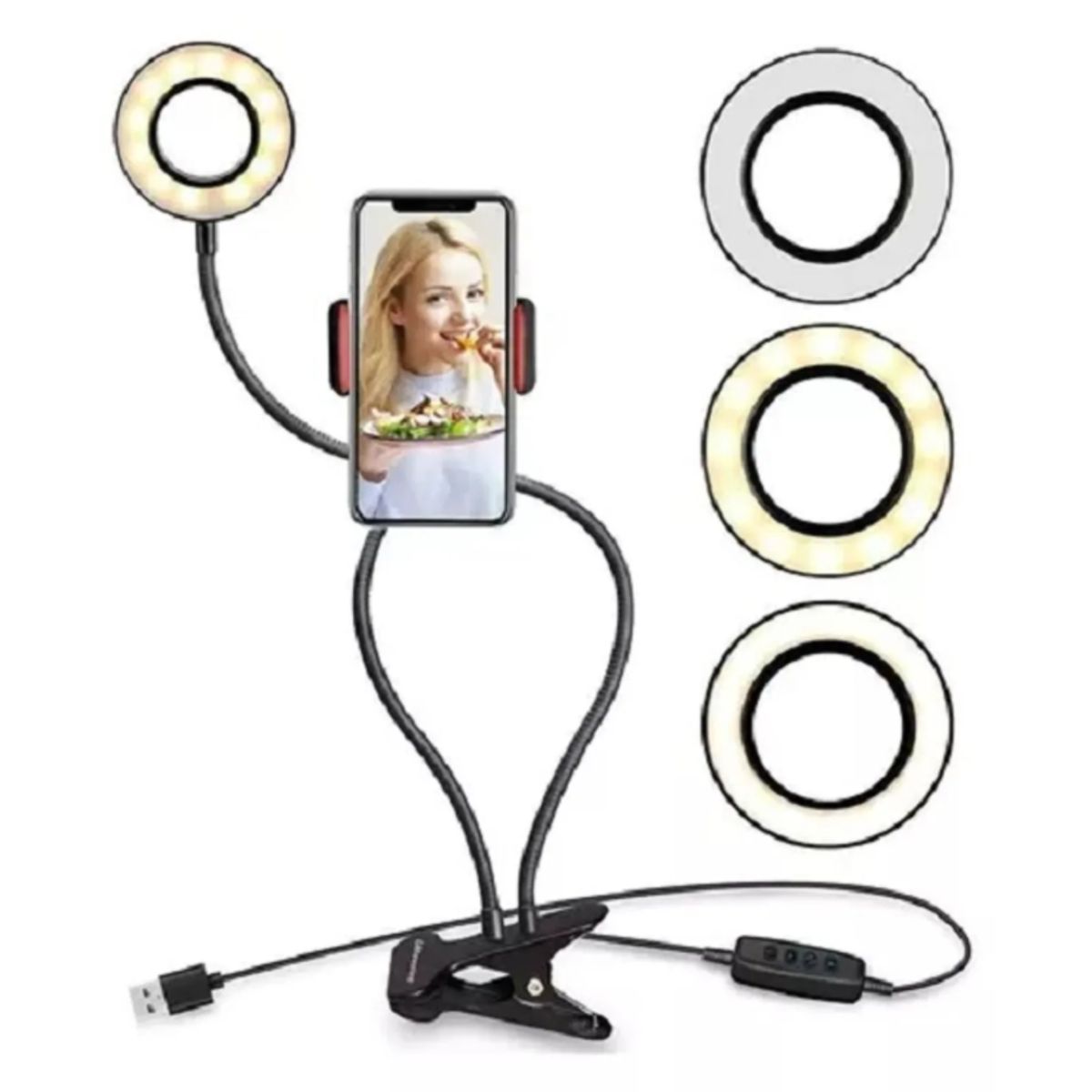 GENERICO - Aro De Luz LED Con Soporte Flexible Para Celular