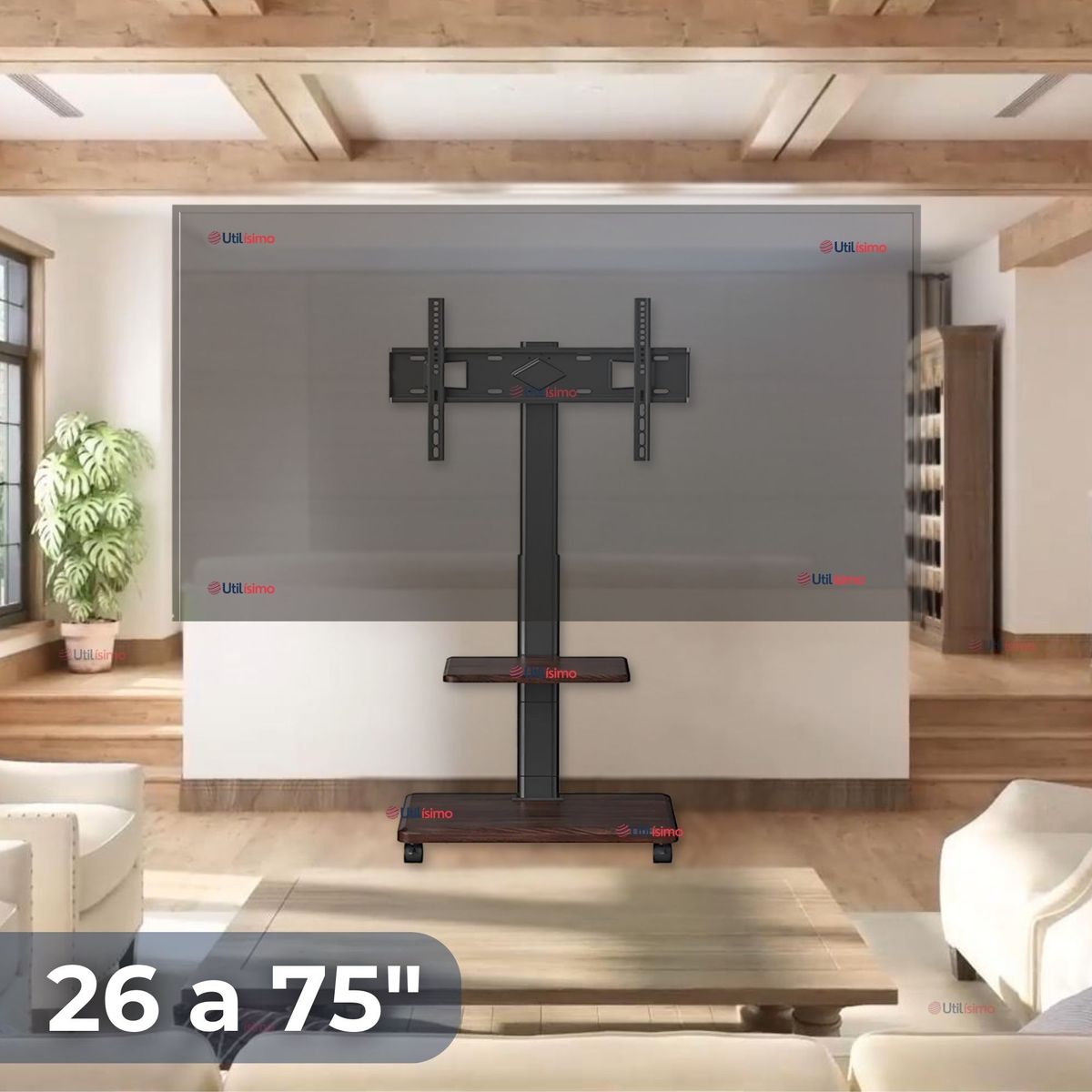 LINE - Soporte TV 26 a 75 Pulgadas 45Kg Soporte Premium Portátil Con Ruedas