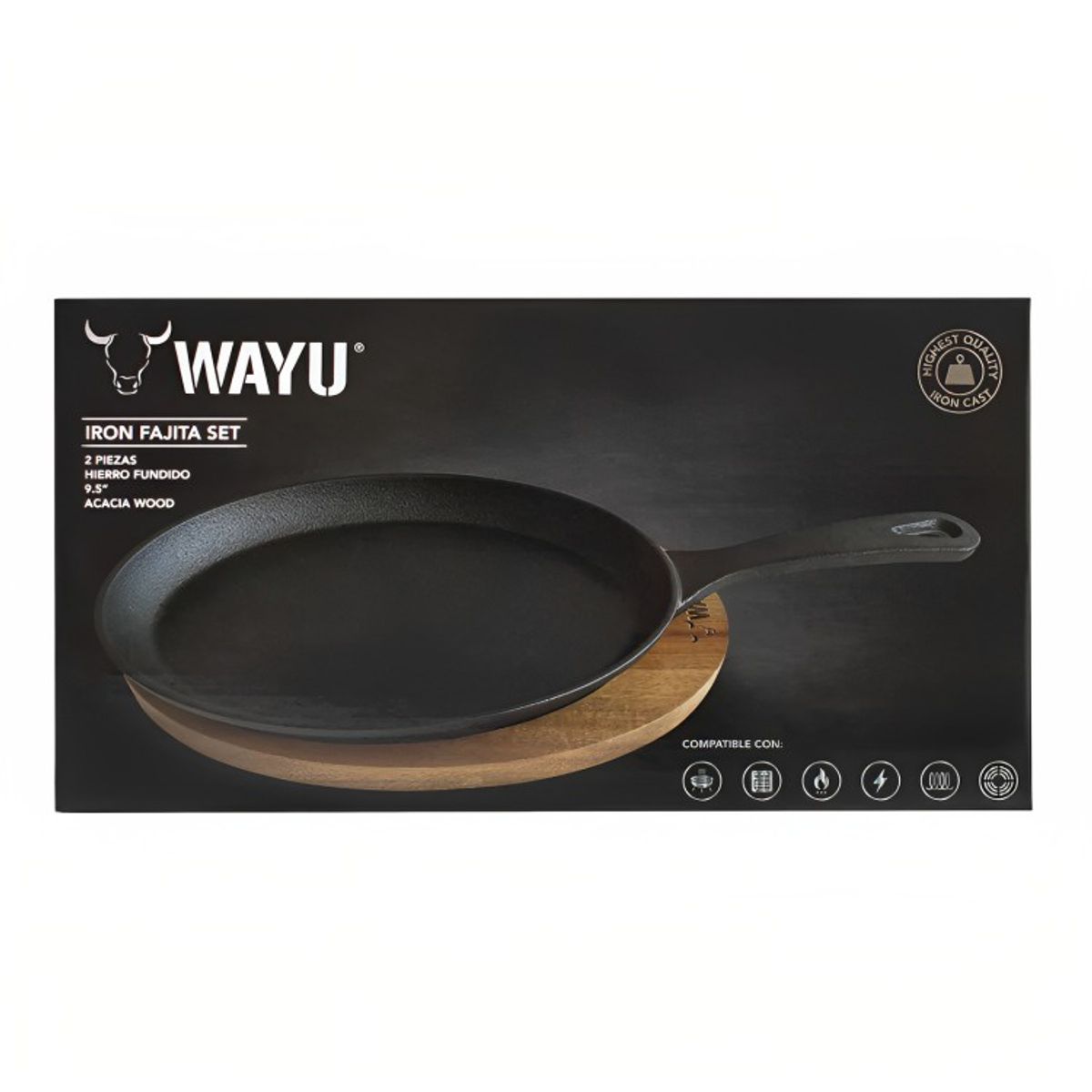 WAYU - SARTEN IRON CAST BASE MADERA WAYU