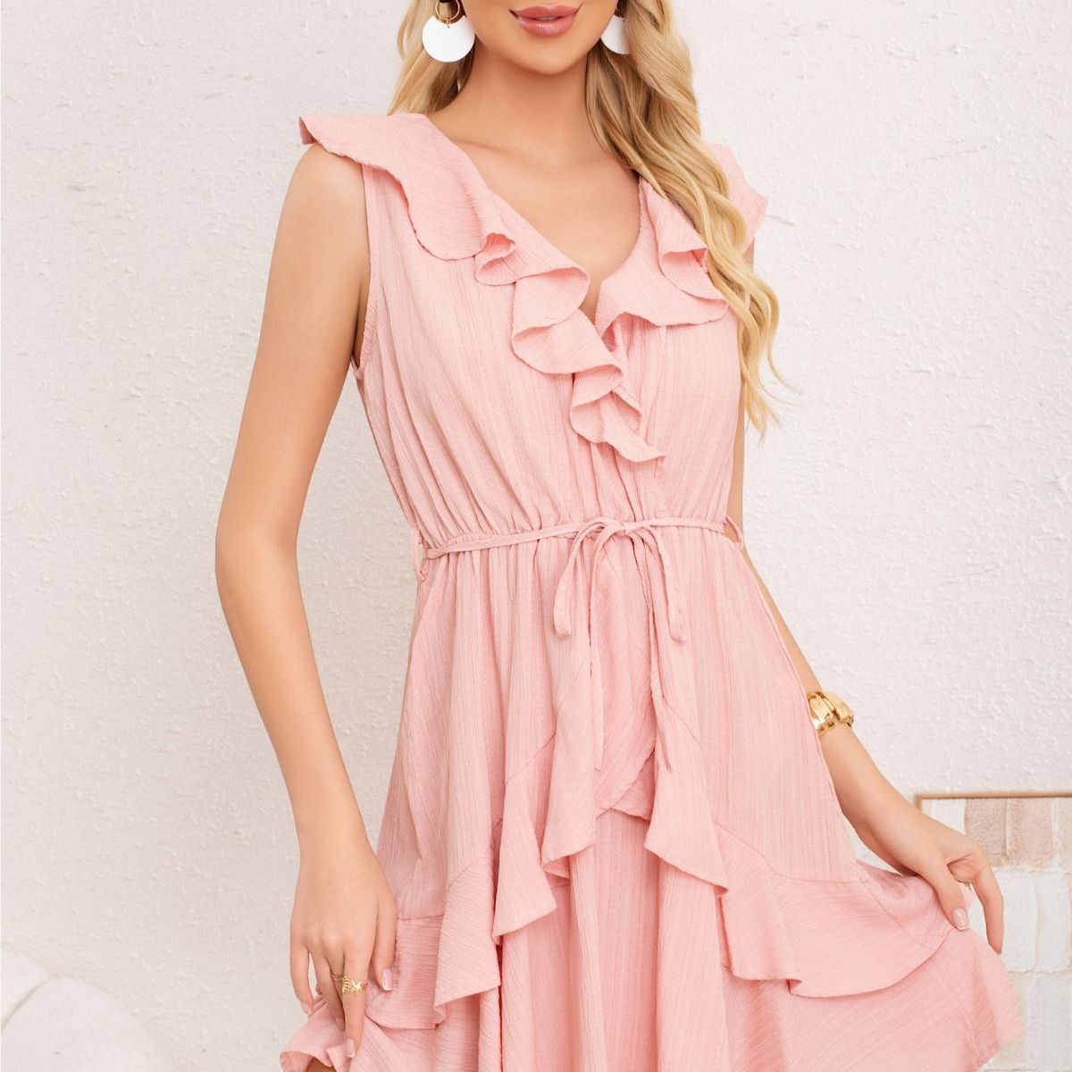 LOOK SHOP - Hermoso Vestido Corto Tipo Lino Mujer Camisola Premium 3371