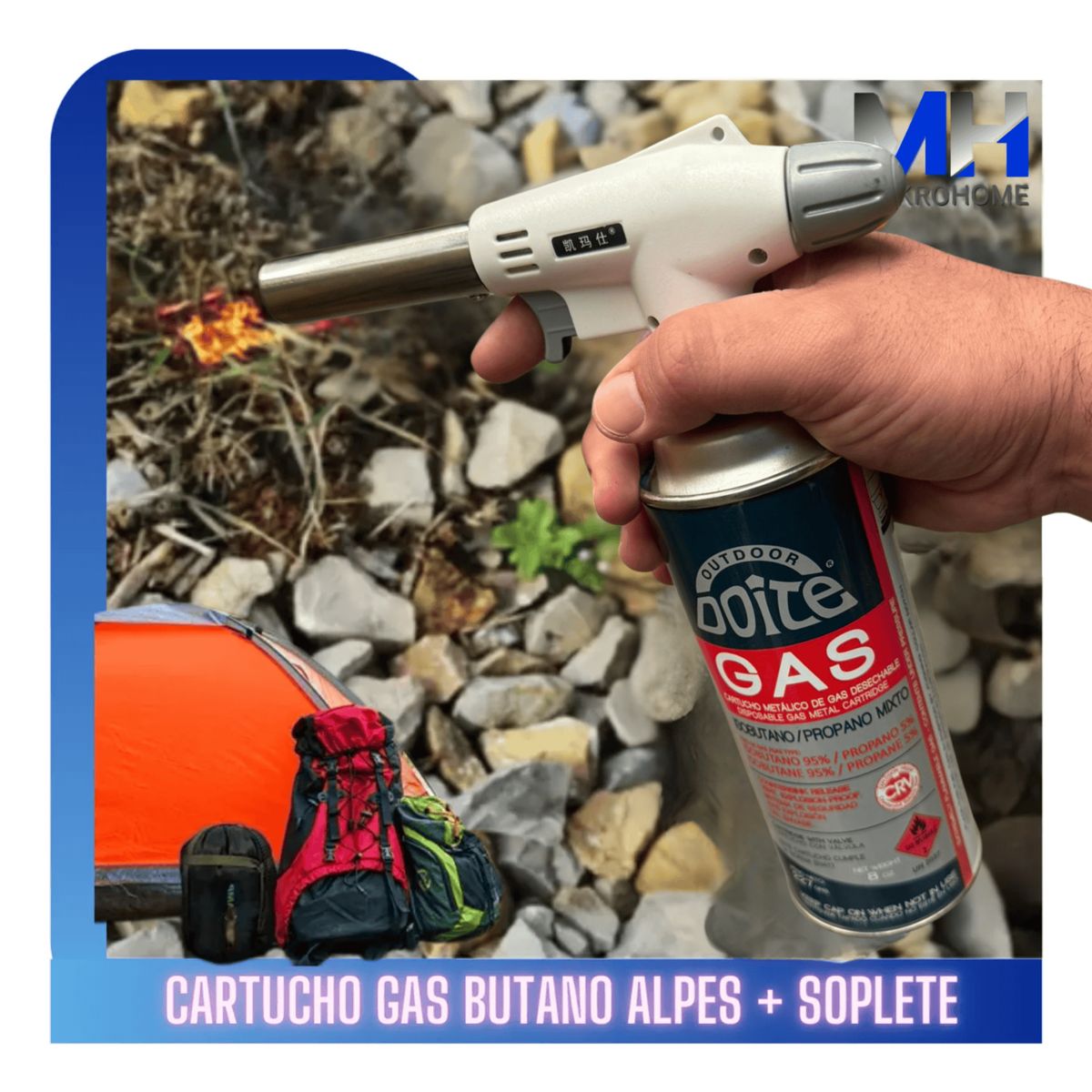 CAMPSOR - Soplete Cocina De Gas Butano + 4 Gas Doite Propano Butano