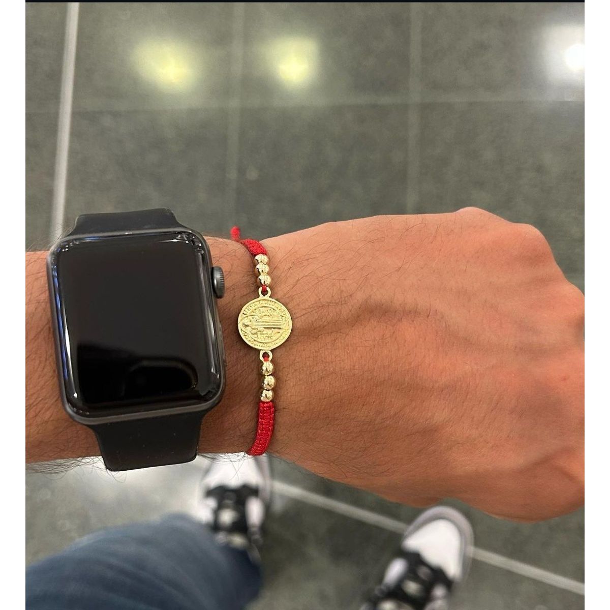 GENERICO - brazalete con herraje san benito oro laminado 18k