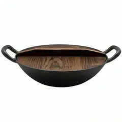 WAYU - Disco Iron Cast con Tapa de Madera Hierro Fundido