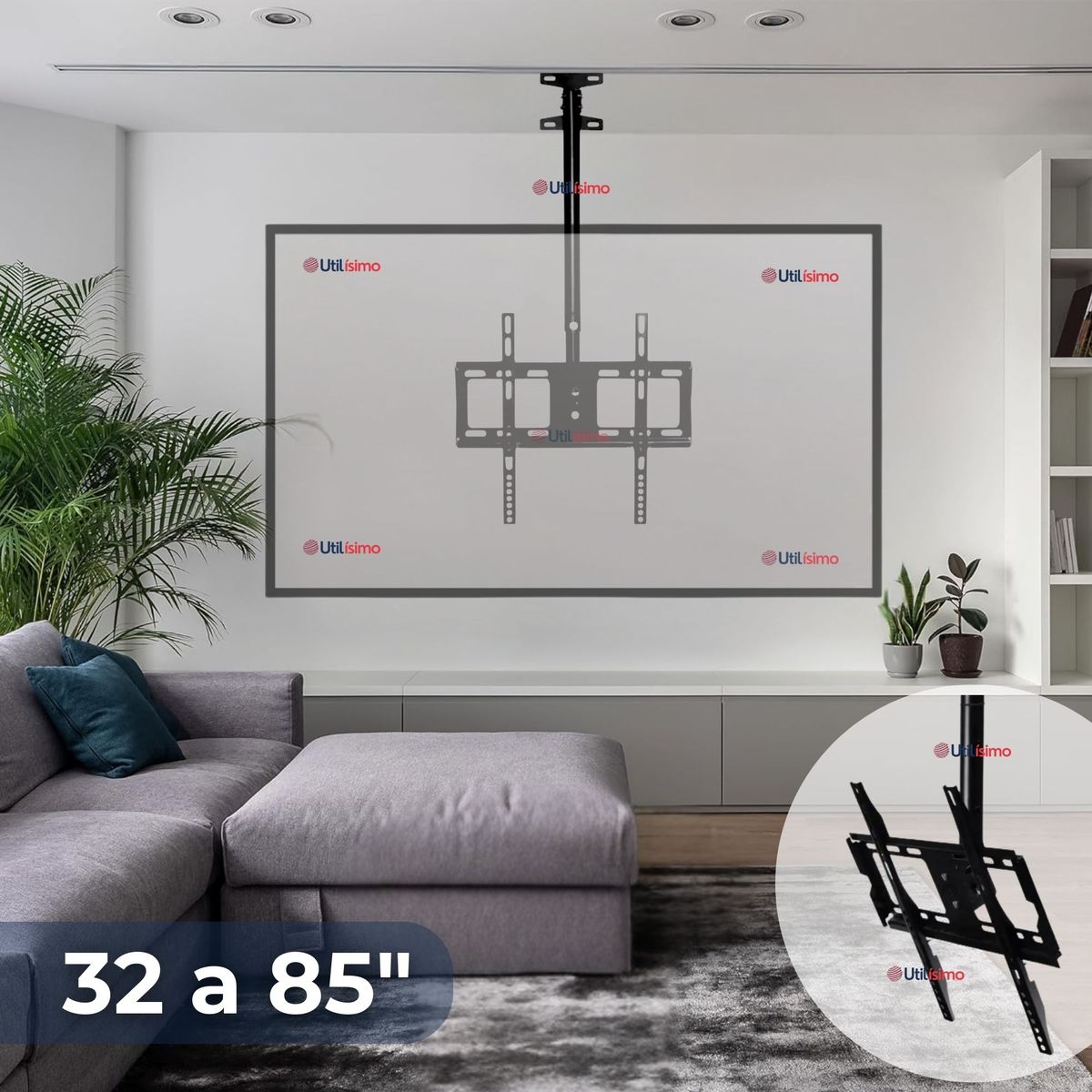 LINE - Soporte TV 32 a 85 Pulgadas 68Kg Soporte TV Pared Techo Ajustable