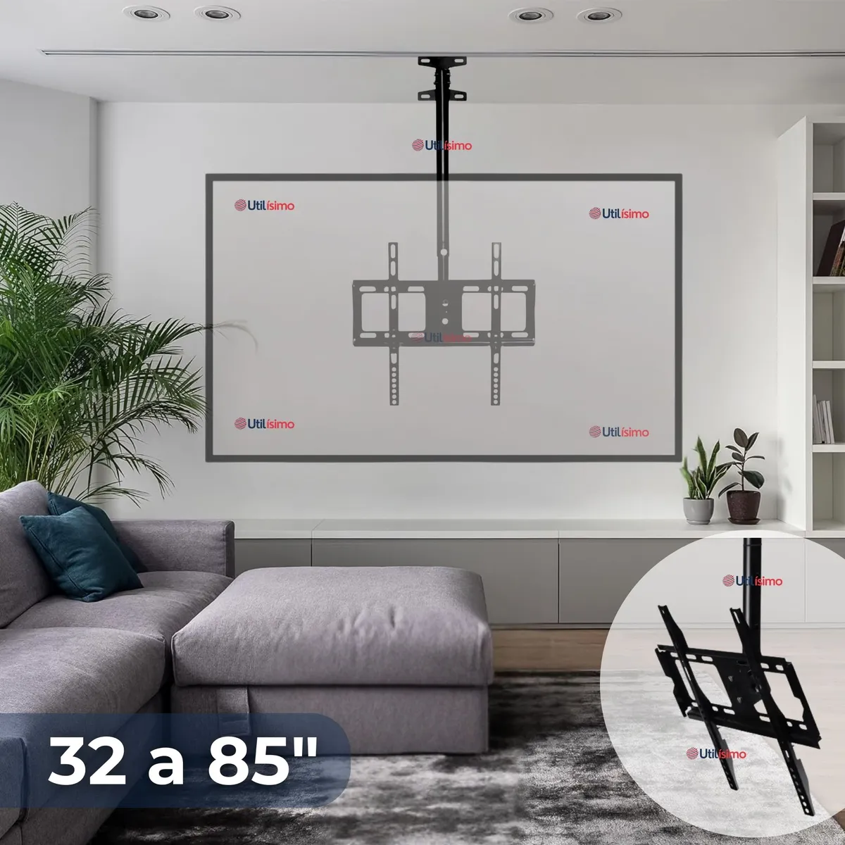 LINE - Soporte TV 32 a 85 Pulgadas 68Kg Soporte TV Pared Techo Ajustable