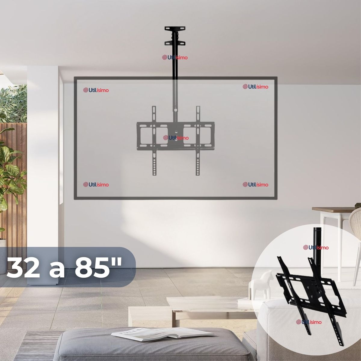LINE - Soporte TV 32 a 85 Pulgadas 68Kg Soporte TV Pared Techo Ajustable
